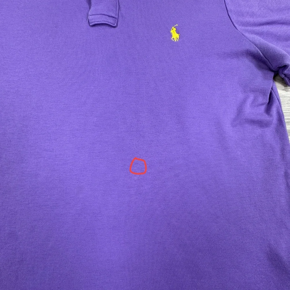 Polo Ralph Lauren Men's Polo Shirt Purple Medium Short Sleeve Yellow Pony Logo
